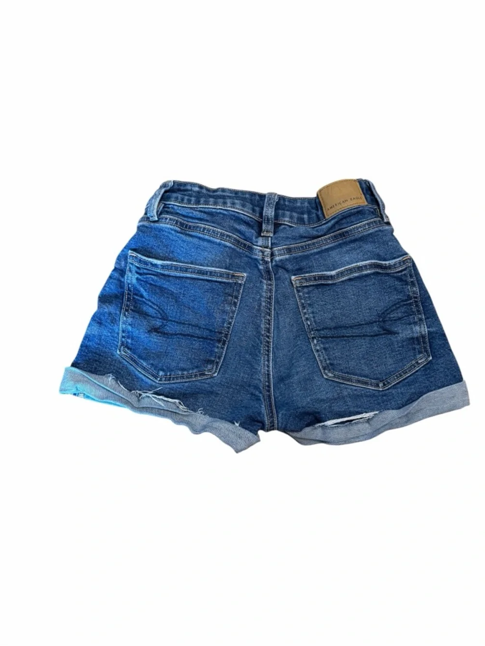 American Eagle Stretch Denim Shorts Rolled Cuff High Rise Size 00